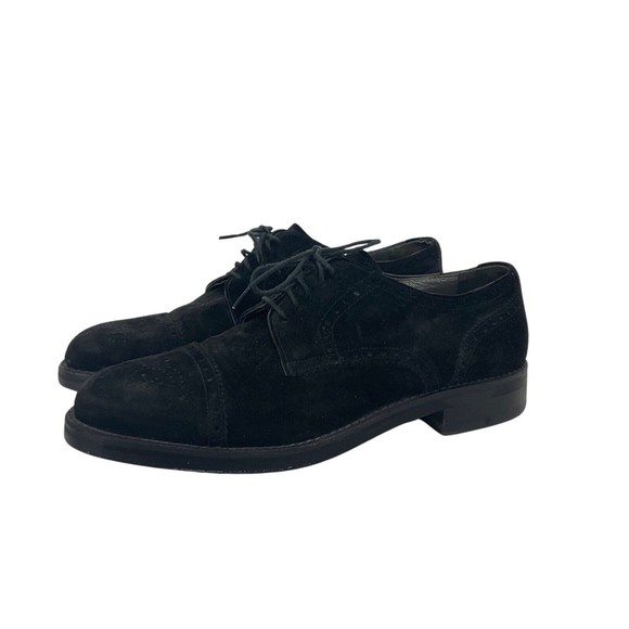 Paola D\'arcano Black Suede Oxford Mens Shoes Size 8.5 Made in Italy